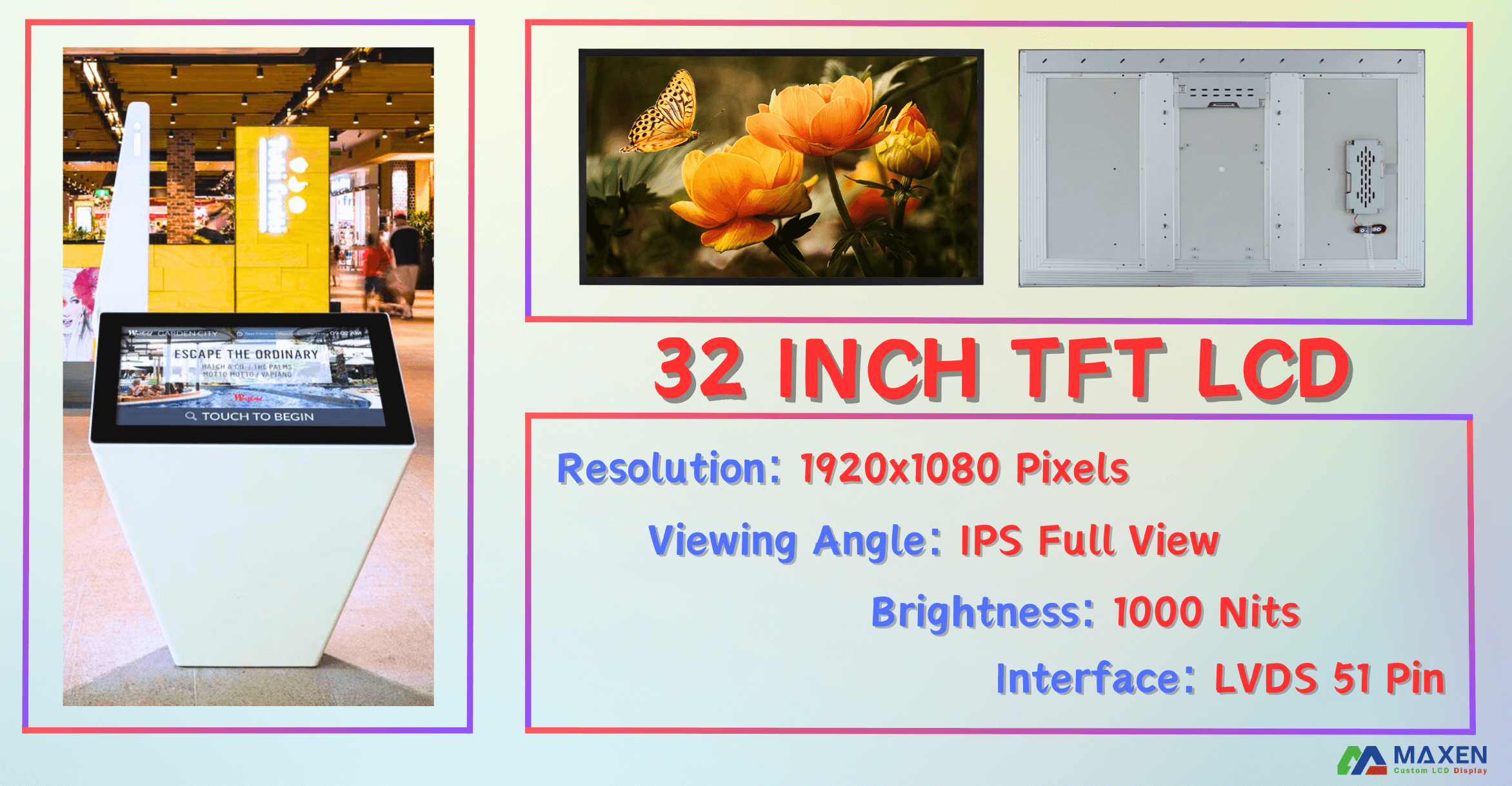 32 inch industrial lcd panel