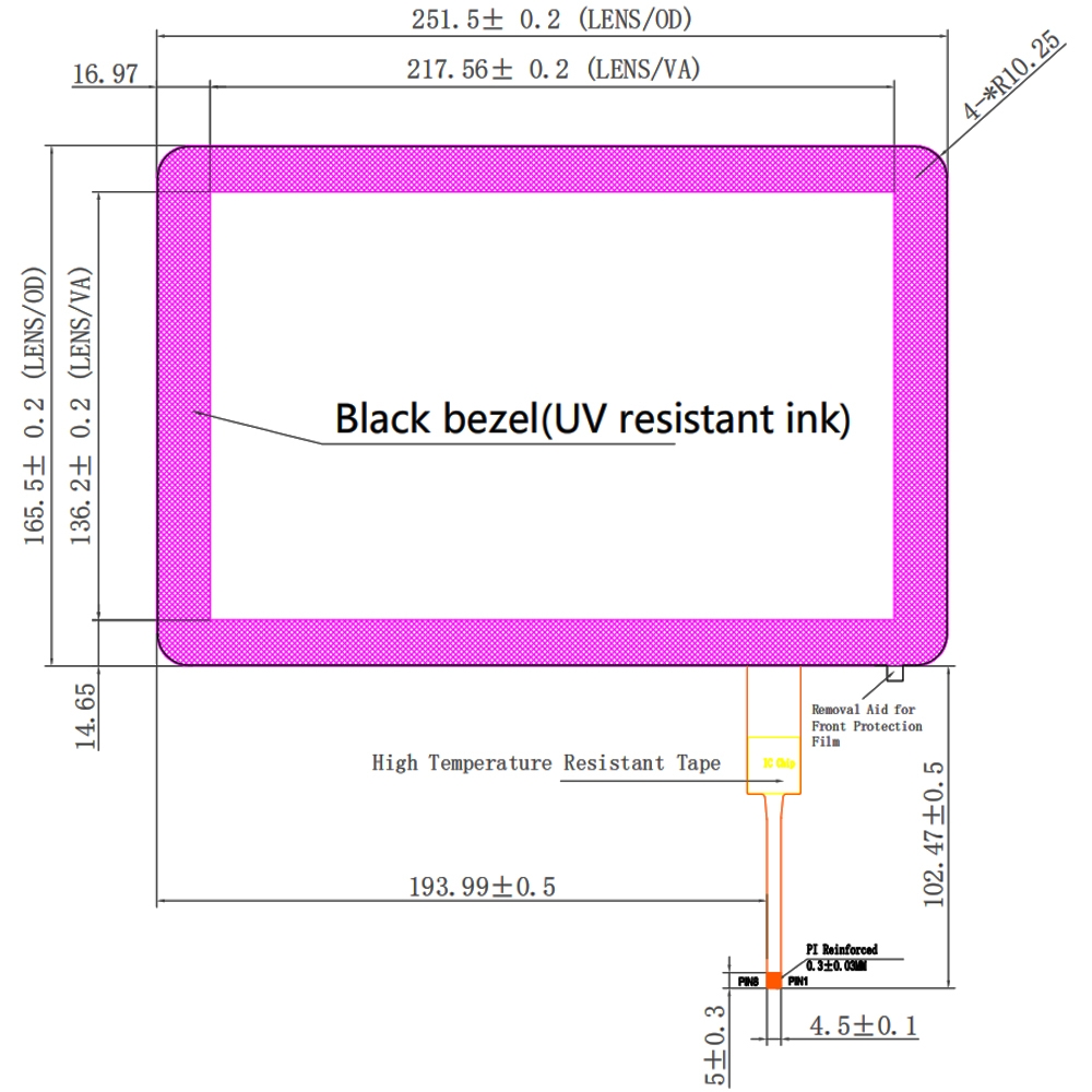 10.1 inch Waterproof Capacitive Touch Screen