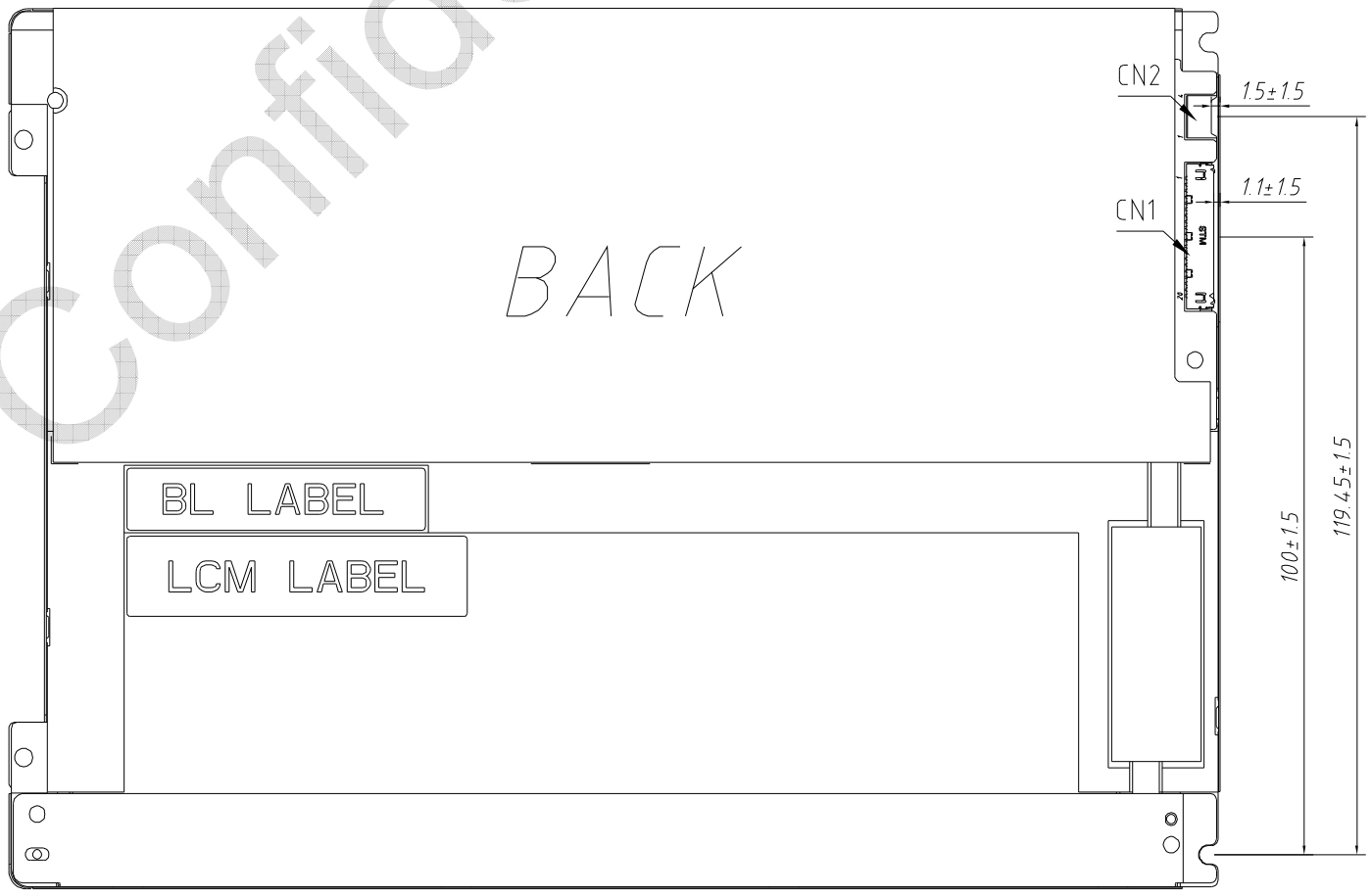 Drawing of 8.4 inch TFT LCD Module