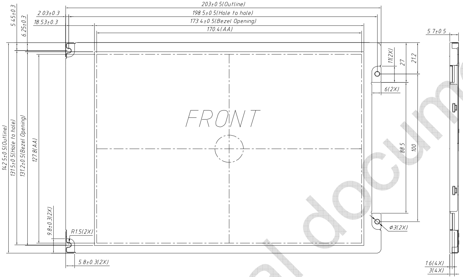 Drawing of 8.4 inch LCD Module