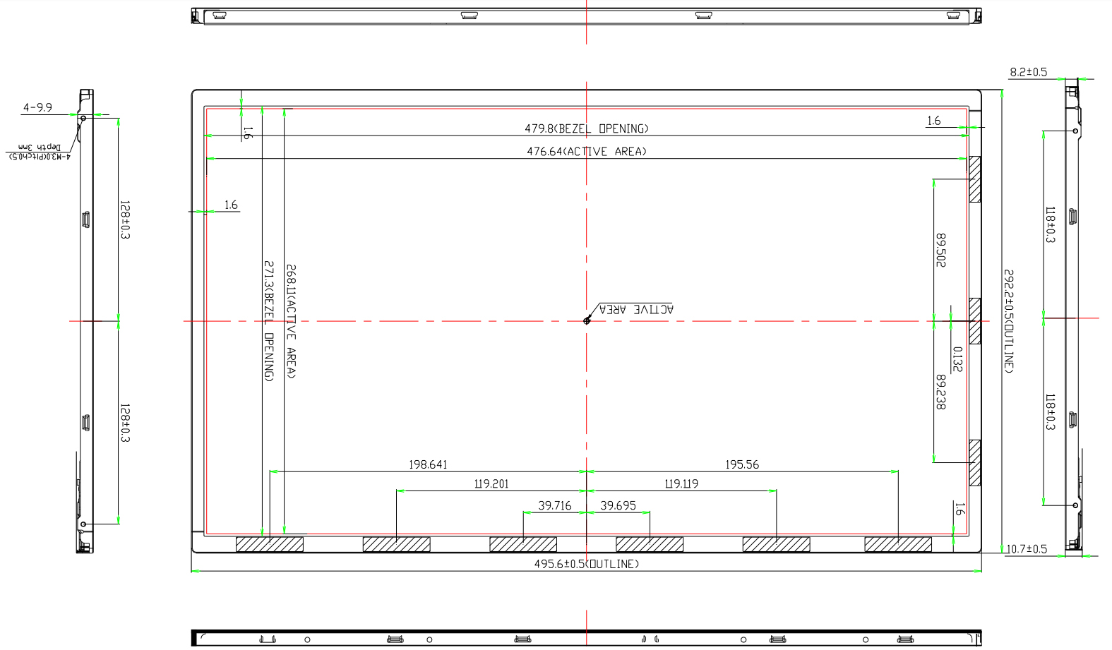 Drawing of 21.5 inch Industrial LCD Panel