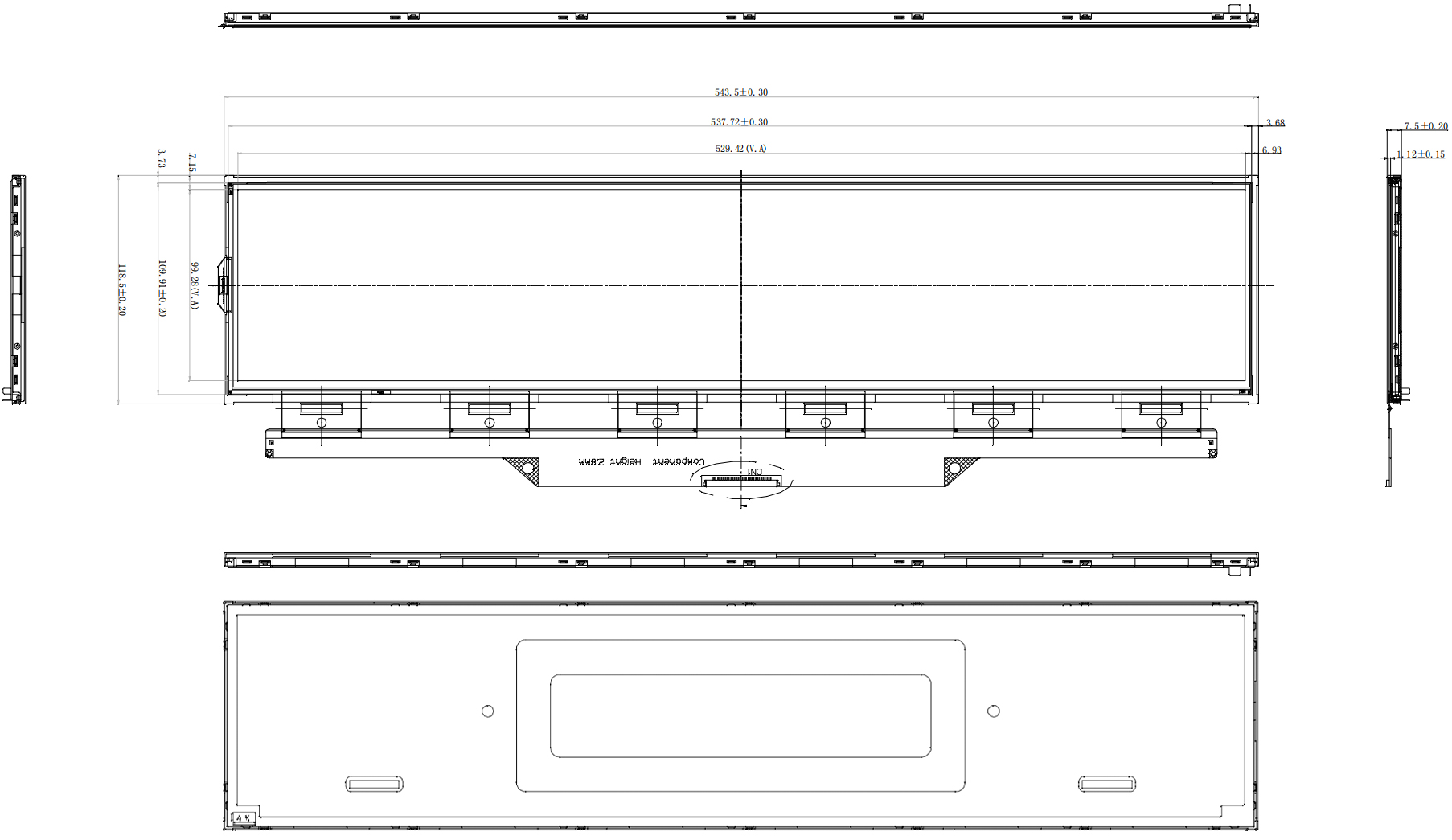 Drawing of 21.2 inch Bar LCD Display Panel
