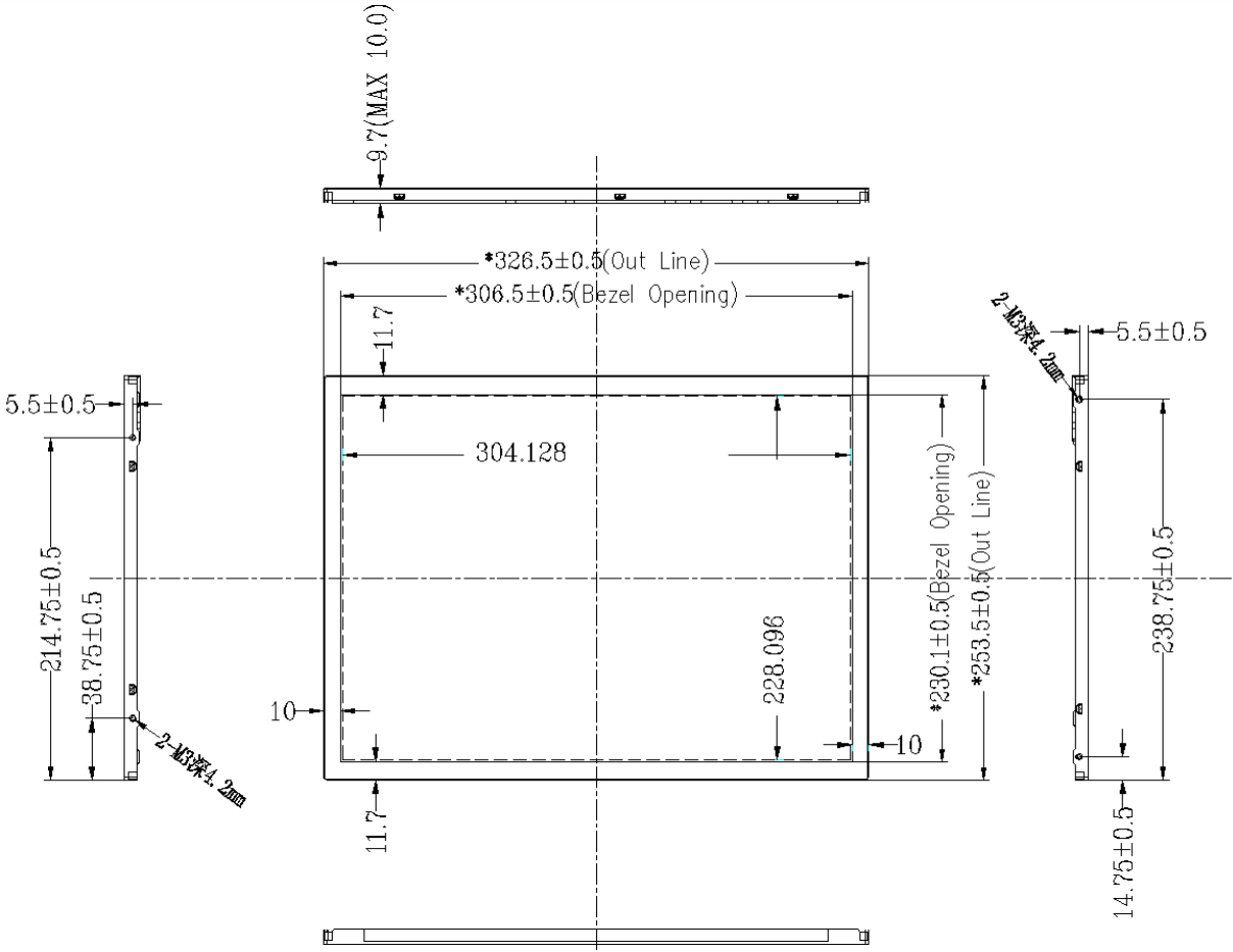 Drawing of 15 inch TFT LCD
