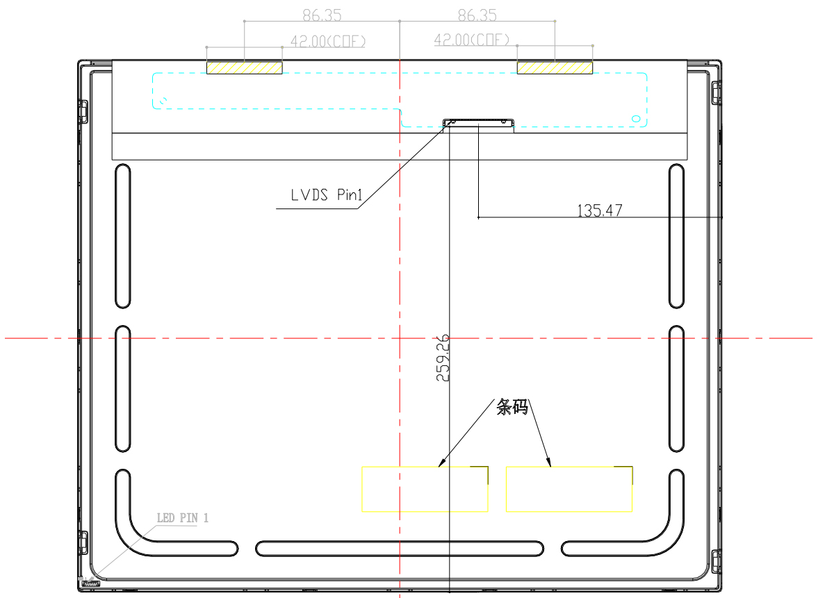 Drawing of 17 inch Industrial LCD Display