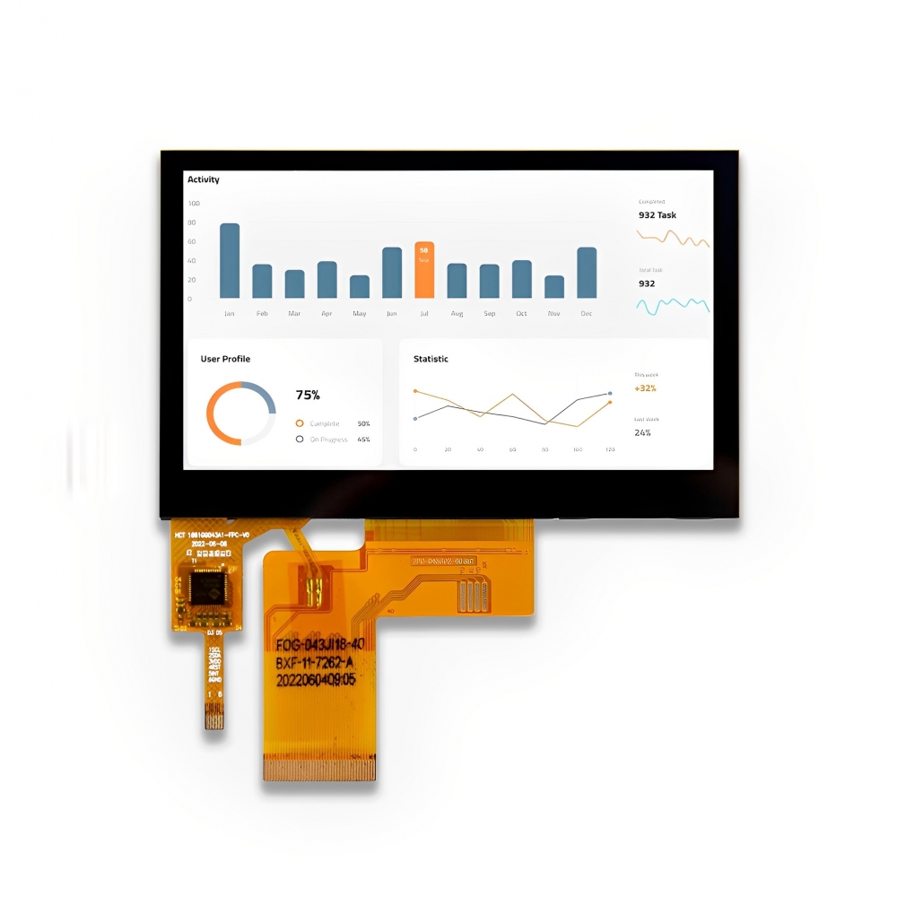 OCA Bonding 4.3 inch IPS LCD Touch Screen
